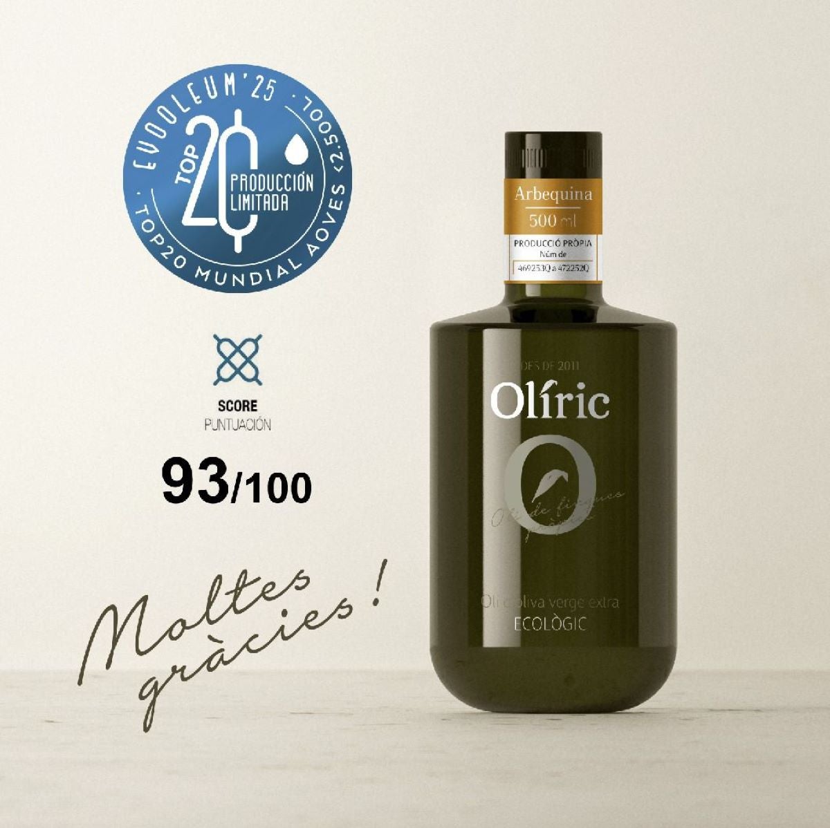 Els olis OOVE d'Olíric són habituals del palmarès d'Evooleum/Cedida