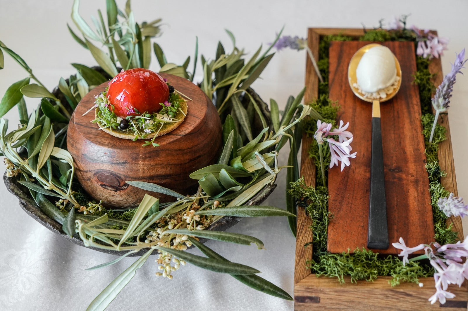 'Tomatiga farcida d'oli de Mallorca amb el seu gelat', la tapa guanyadora d'aquesta edició de l'Oleotapa/ Lydia E. Larrey              